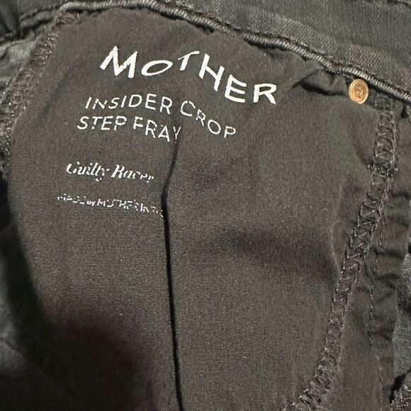 Mother Jean Size 24 Black Insider Crop Step Fray Guilty‎ Racer Stripe Bootcut - Picture 10 of 13